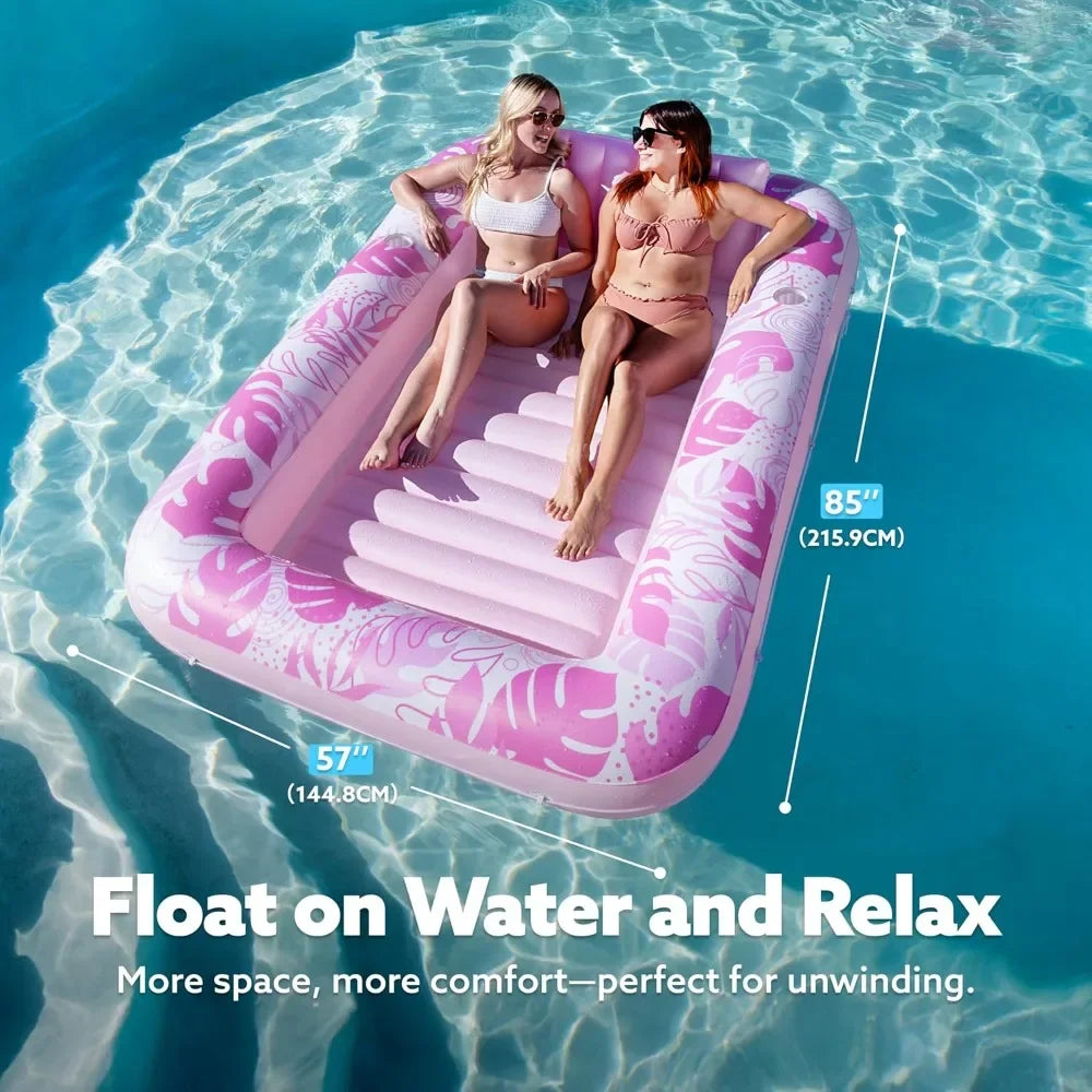 HOME.Inflatable Tanning Pool Lounger Float, 85" x 57" Extra Large Pool Floats Adult with Pillow