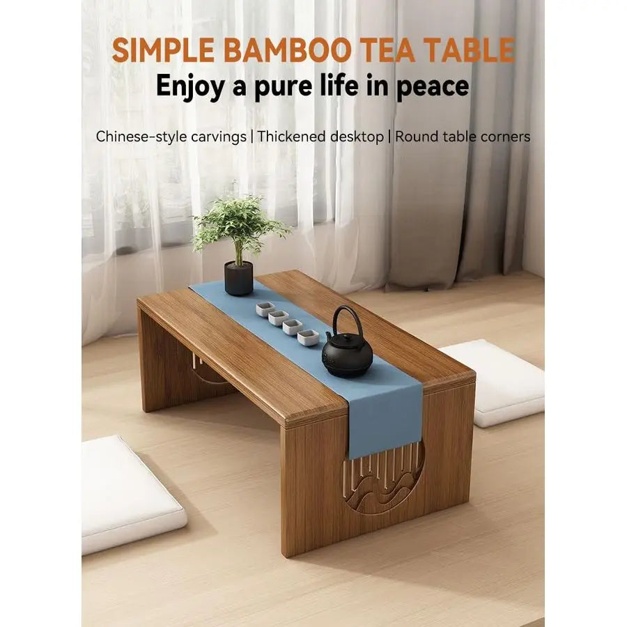 XMSJ Folding Bamboo Japanese Floor Table For Living Room