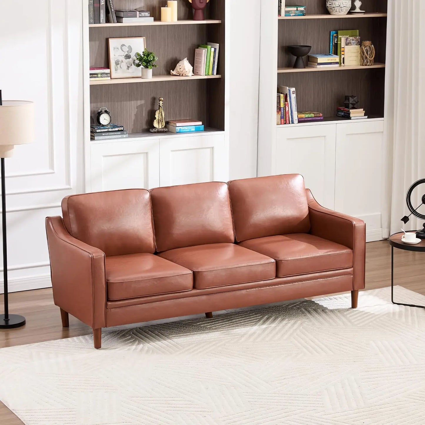 Chenille Sofa With Solid Wood Legs Modern Mid Century