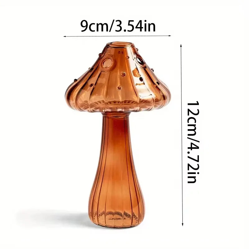 Function Transparent Glass Mushroom Vase for Hydroponics and Aromatherapy