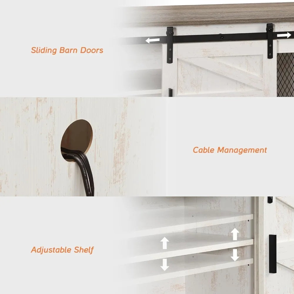 MKDK Farmhouse Buffet Cabinet Rustic Sideboard Barn Doors