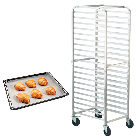 SucceBuy Aluminum Bun Pan Rack With Brake Wheels For Commercial Bakery