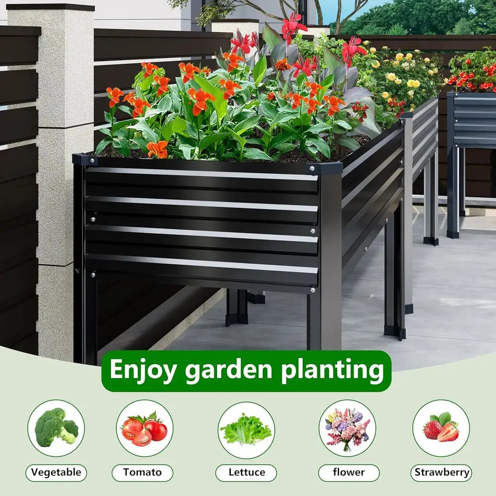 Elevated Galvanized Garden Bed Two Pack Outdoor Planter Capacity 350lbs