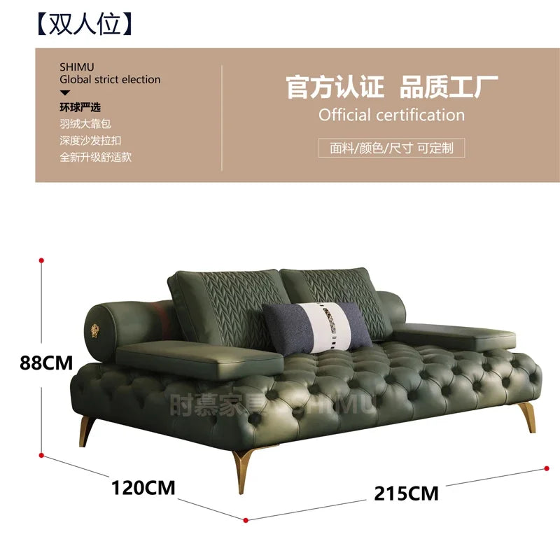 DUTRIEUXCN Italian Genuine Leather Sectional Sofa 3 Piece Set