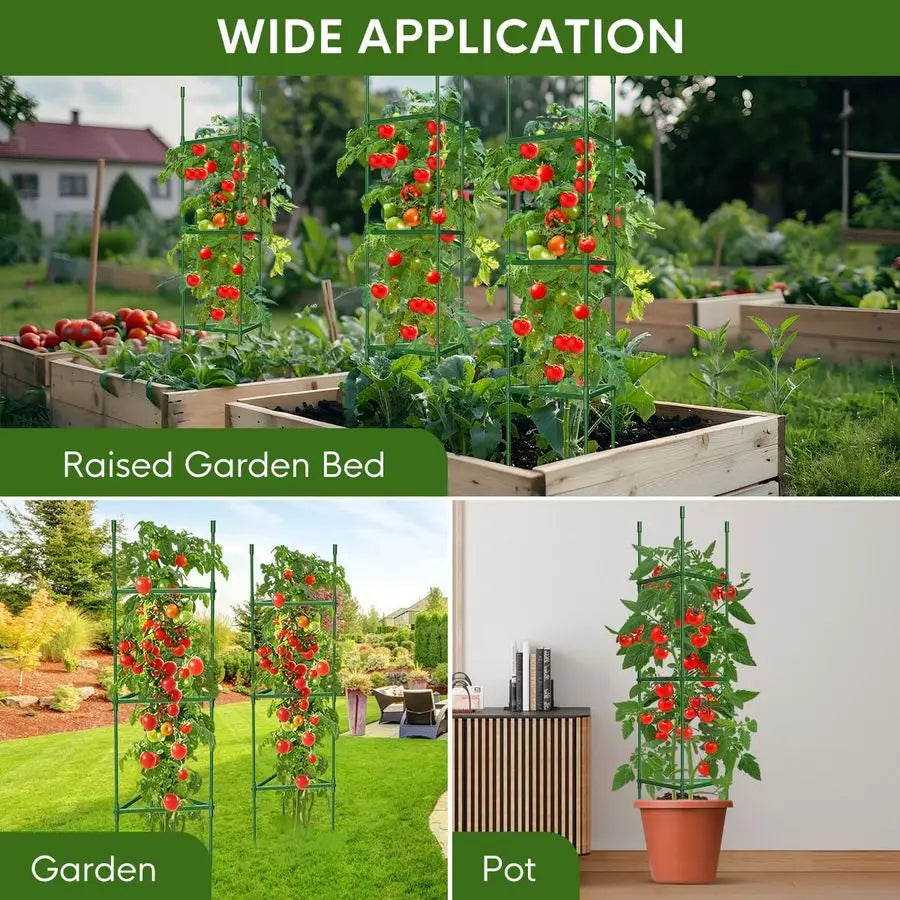 Tomato Cages for Garden, Tomato Trellis for Raised Garden Bed, 51.2 Tall Cage Plant Support for Pots, Gardening Supplies Trellis