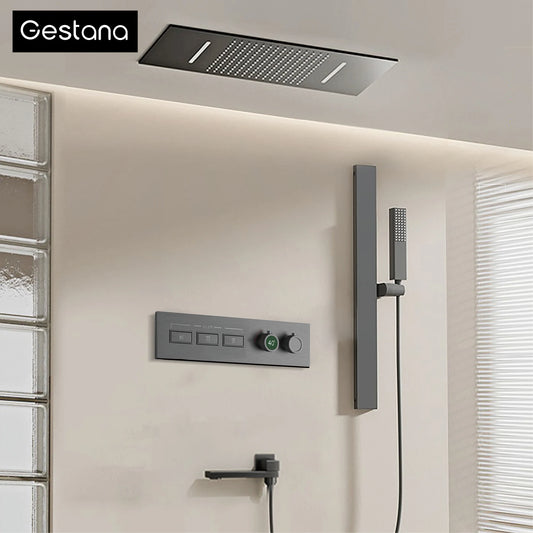Gestana Luxury Ceiling Thermostatic Shower System 3 Function LED