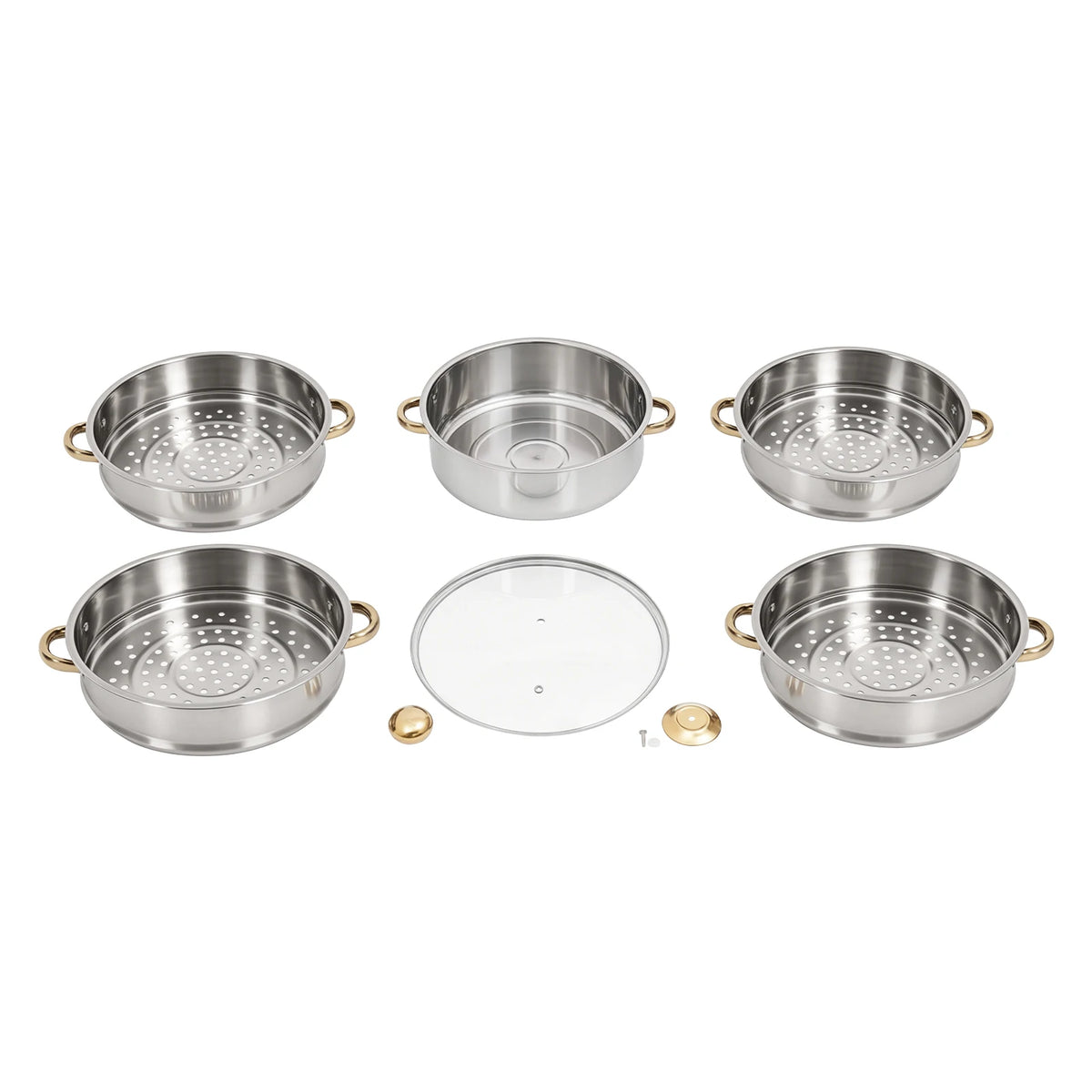 Bymaocar Five Tier Stainless Steel Steamer Pot With Viewing Lid