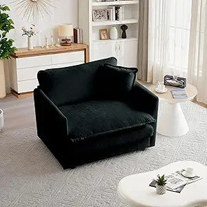 41.4" W Single Seat Sofa, Chenille Comfy Deep Upholstered Couch Armchair with Toss Pillow for Living Room Bedroom Office Apartm
