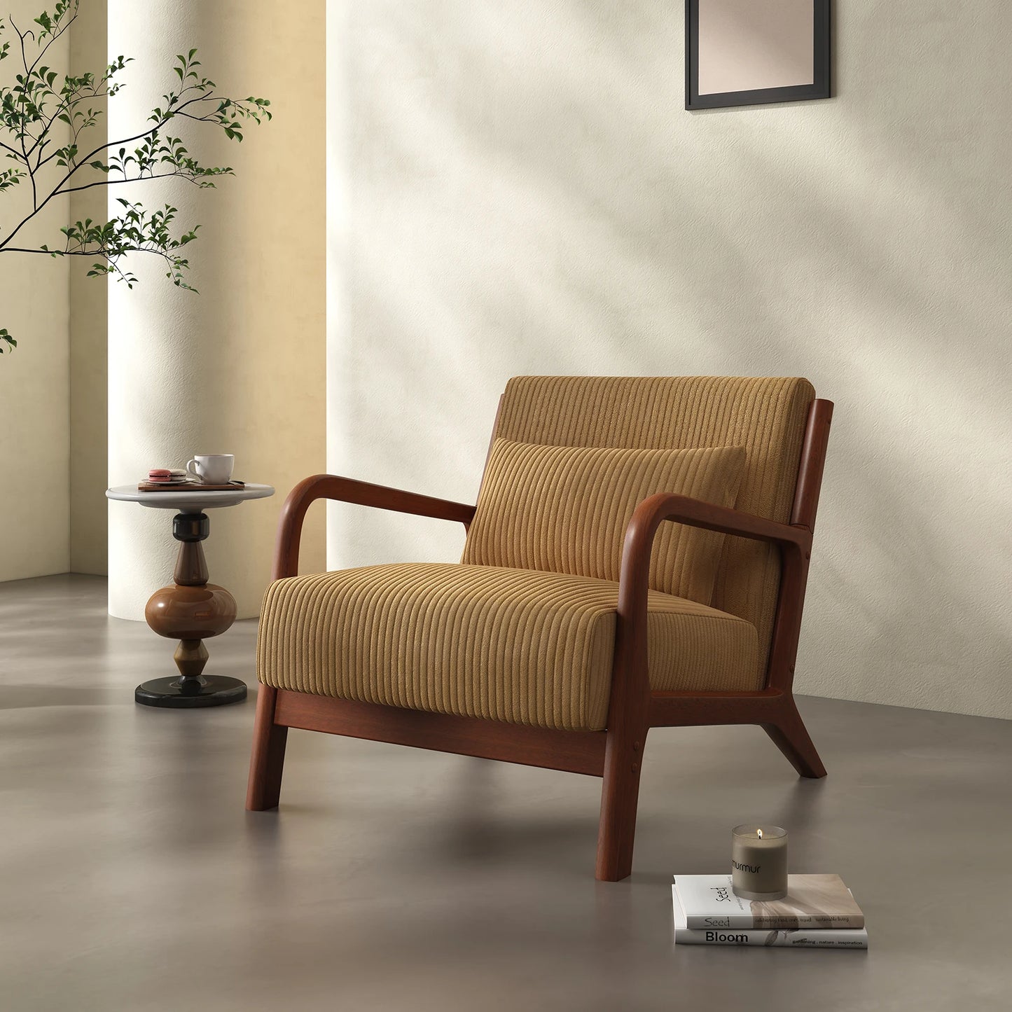 QWICover Mid Century Modern Accent Chair Fabric Armchair