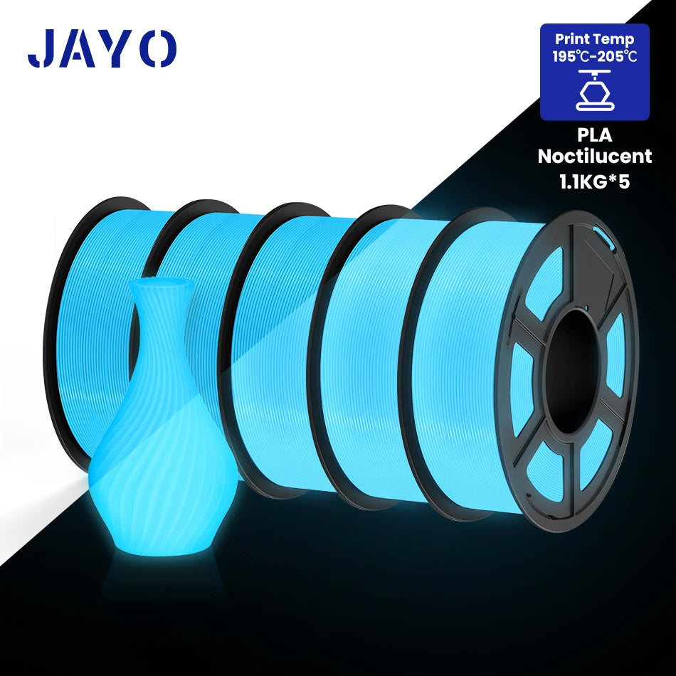 JAYO PLA Filament 1.75mm Glow in the Dark PETG 3D Printer Filament 1.1KG Neatly Wound Luminous 3D Printing Material For FDM
