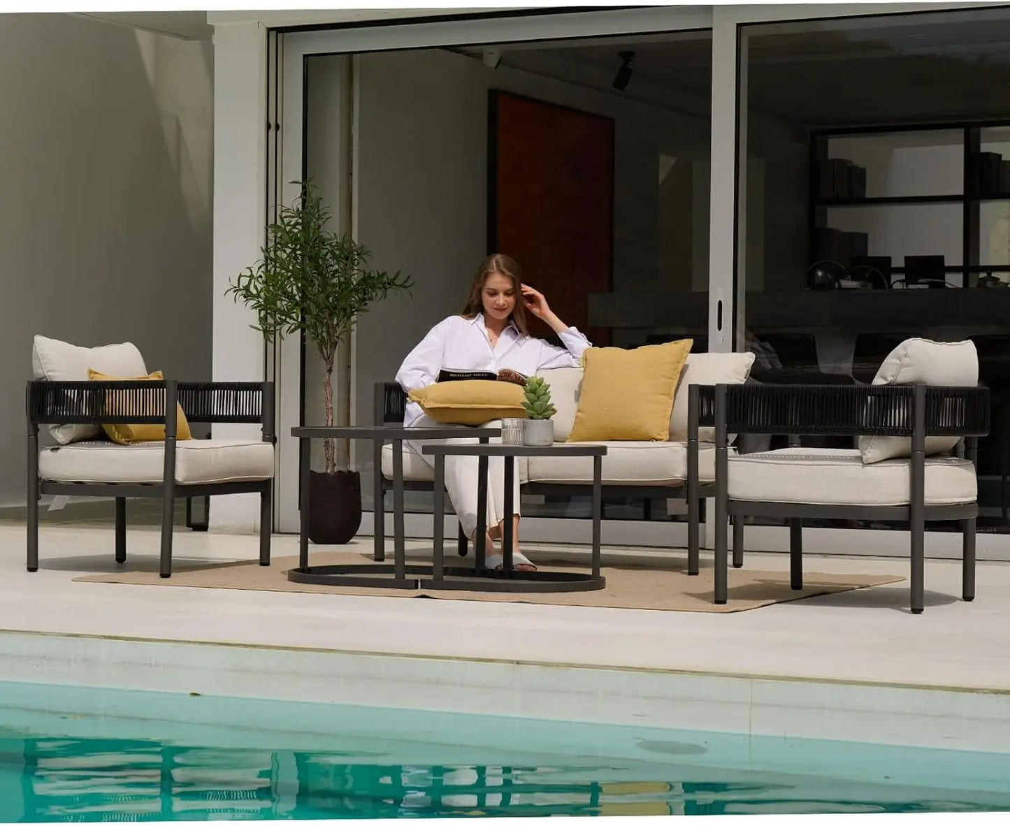 Grand Patio Outdoor Coffee Table Conversation Set With Cushions