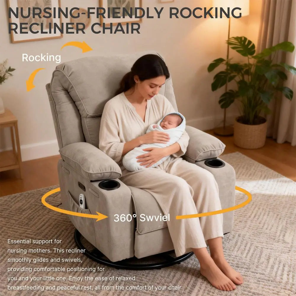 Electric Recliner Chair With Massage Function And Glider