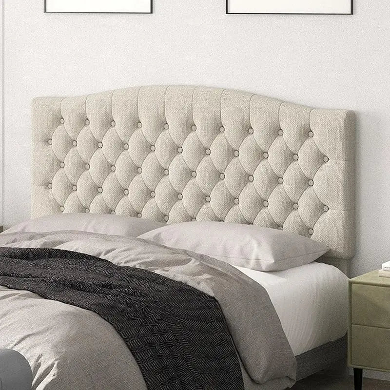 King Headboard Only, Upholstered Head Board for Adjustable Bed Velvet Tufted Cal  Size Wall Mounted