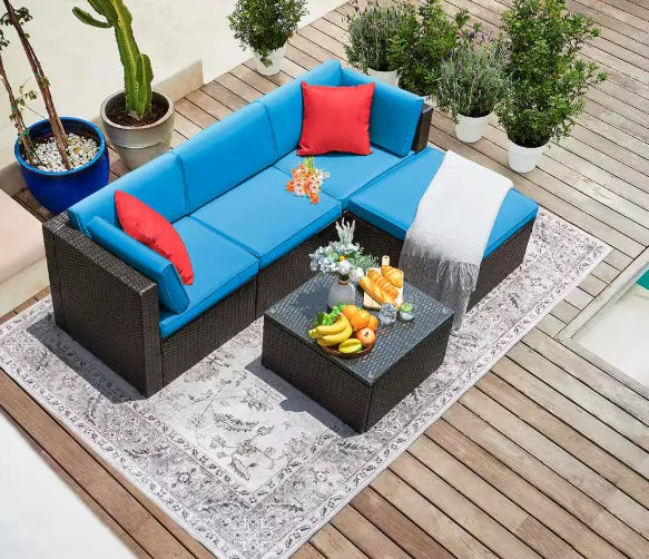 Tozey Outdoor Patio Sofa Sectional Set Weatherproof PE Rattan
