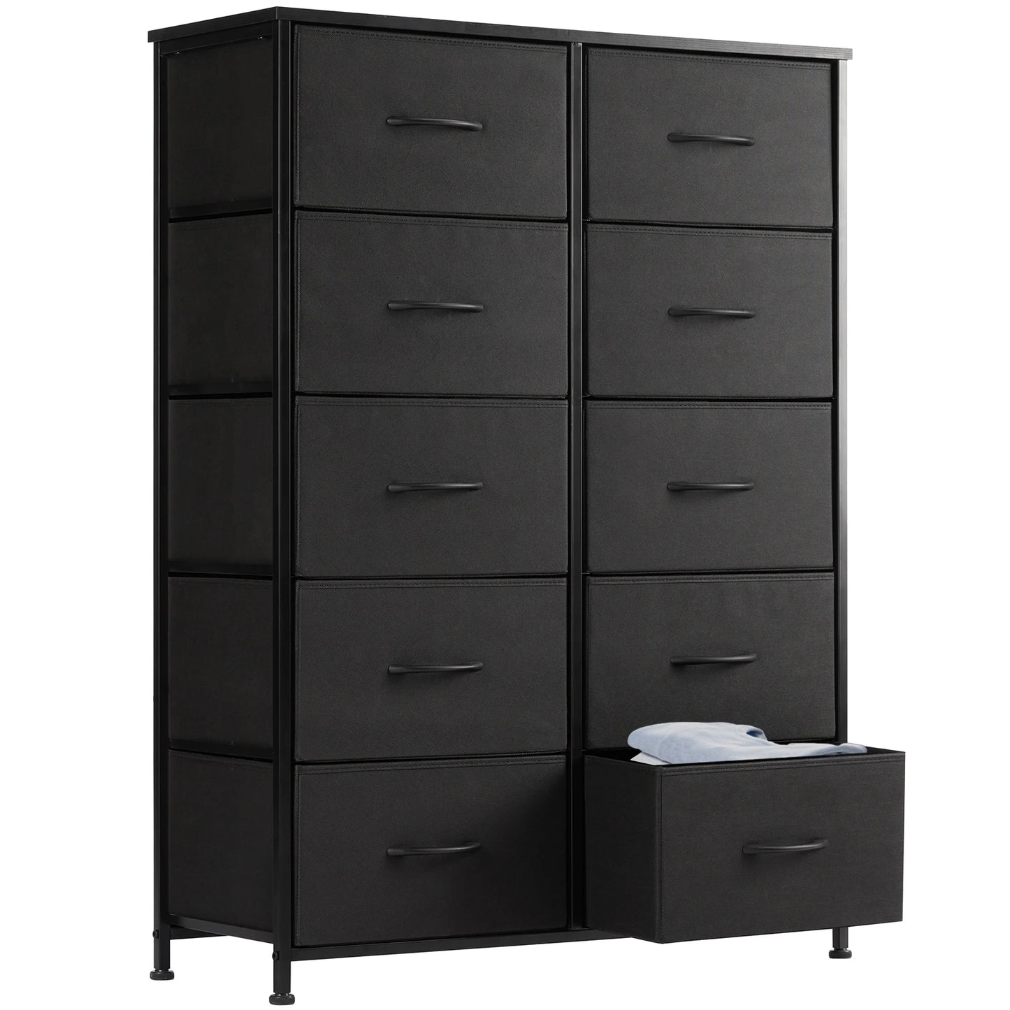 JHK Bedside Table With 10 Fabric Drawers Steel Frame Wardrobe