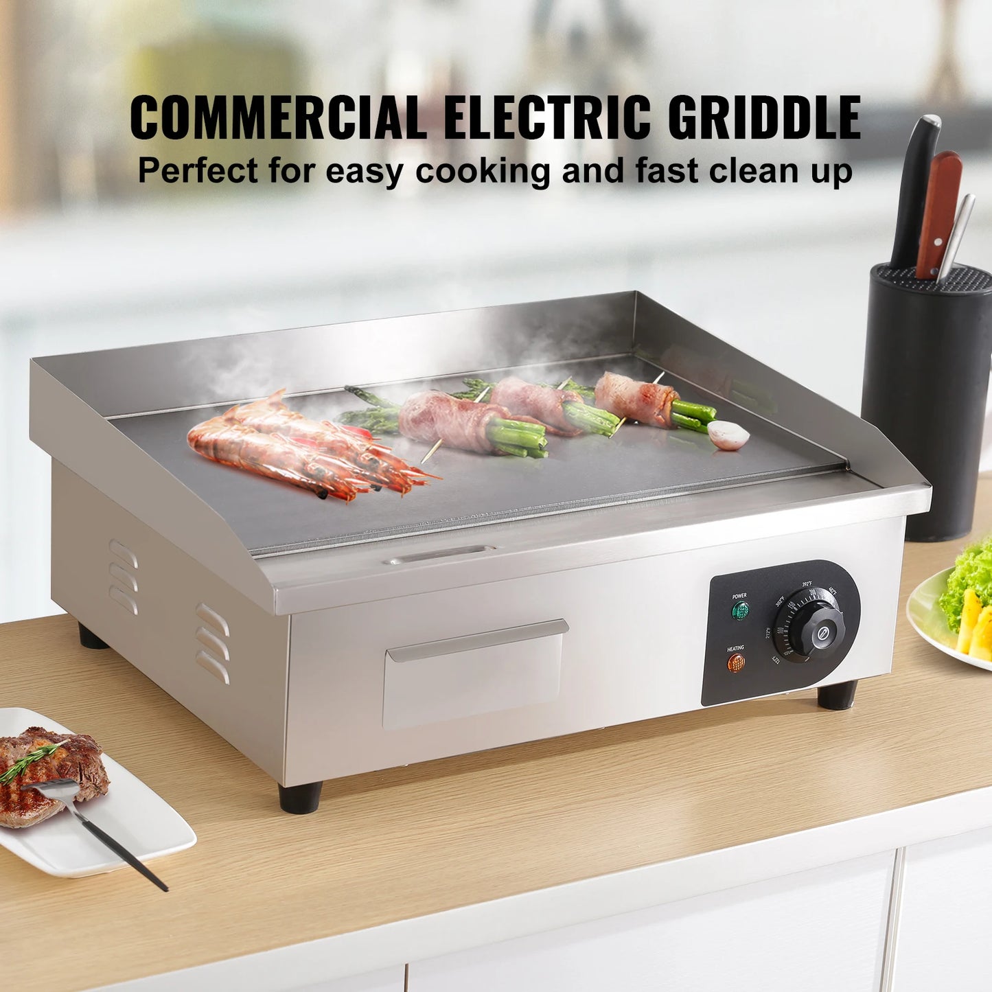 SucceBuy Commercial Electric Grill Teppanyaki Griddle With Temperature Control