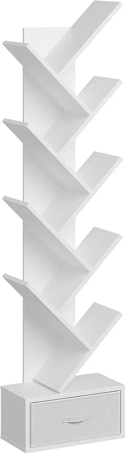 7 Tier Tree Bookshelf With Drawer Storage Rack Living Room