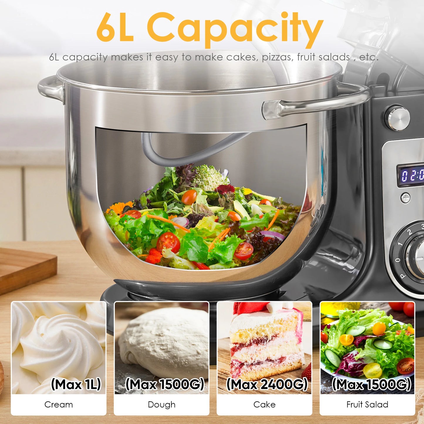 Biolomix 6 Speed Stand Mixer With Blender And Dough Kneader