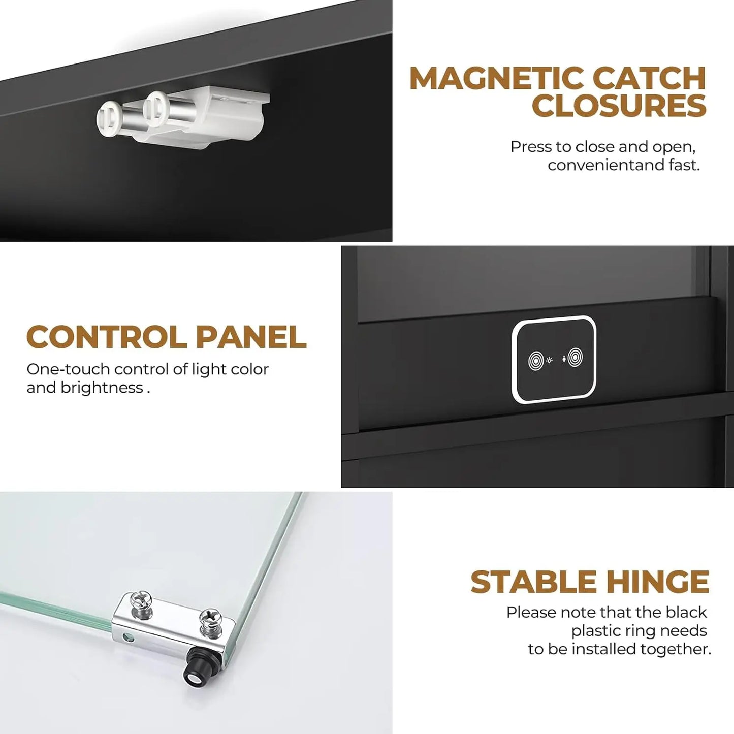 XMSJH Display Cabinet With Glass Doors 4 Tier Curio