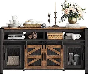 MKDK Farmhouse Buffet Cabinet Rustic Sideboard Barn Doors