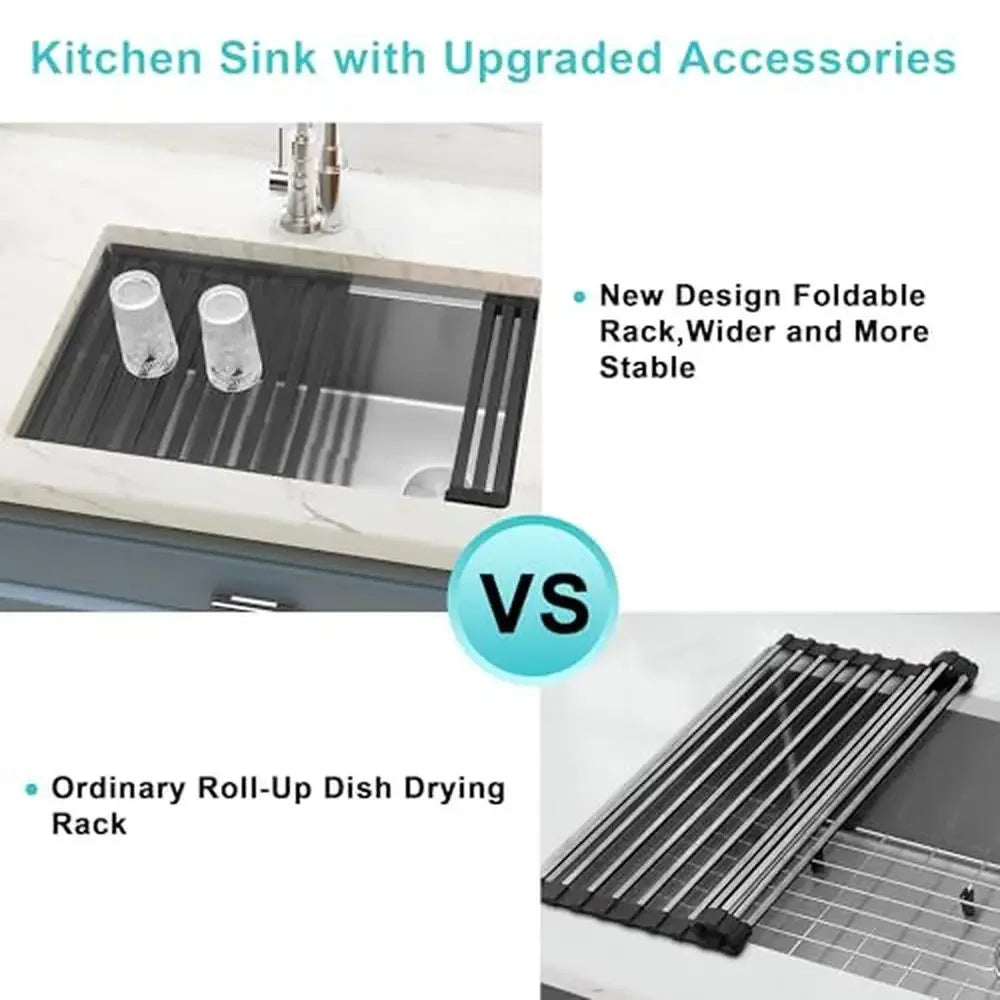 XMSJ Undermount Stainless Steel Kitchen Sink Workstation