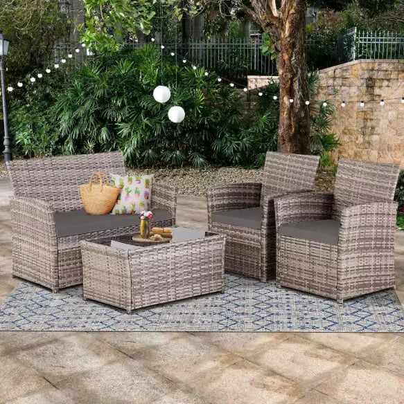 Hign-concerned Patio Furniture Set with Cushions Chairs Sofa Tea Table