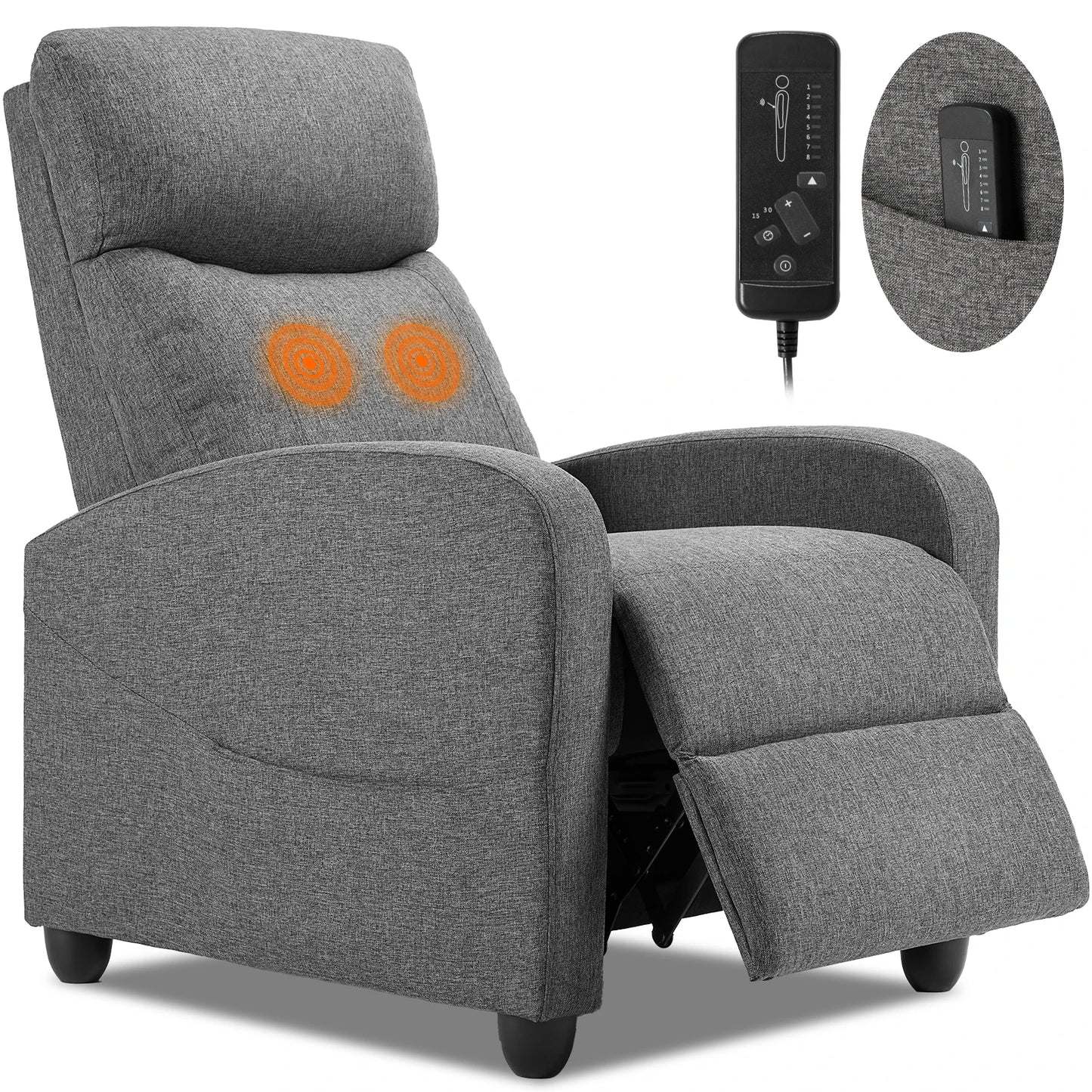 JHK Recliner Chair Massage Sofa Fabric Modern Living Room