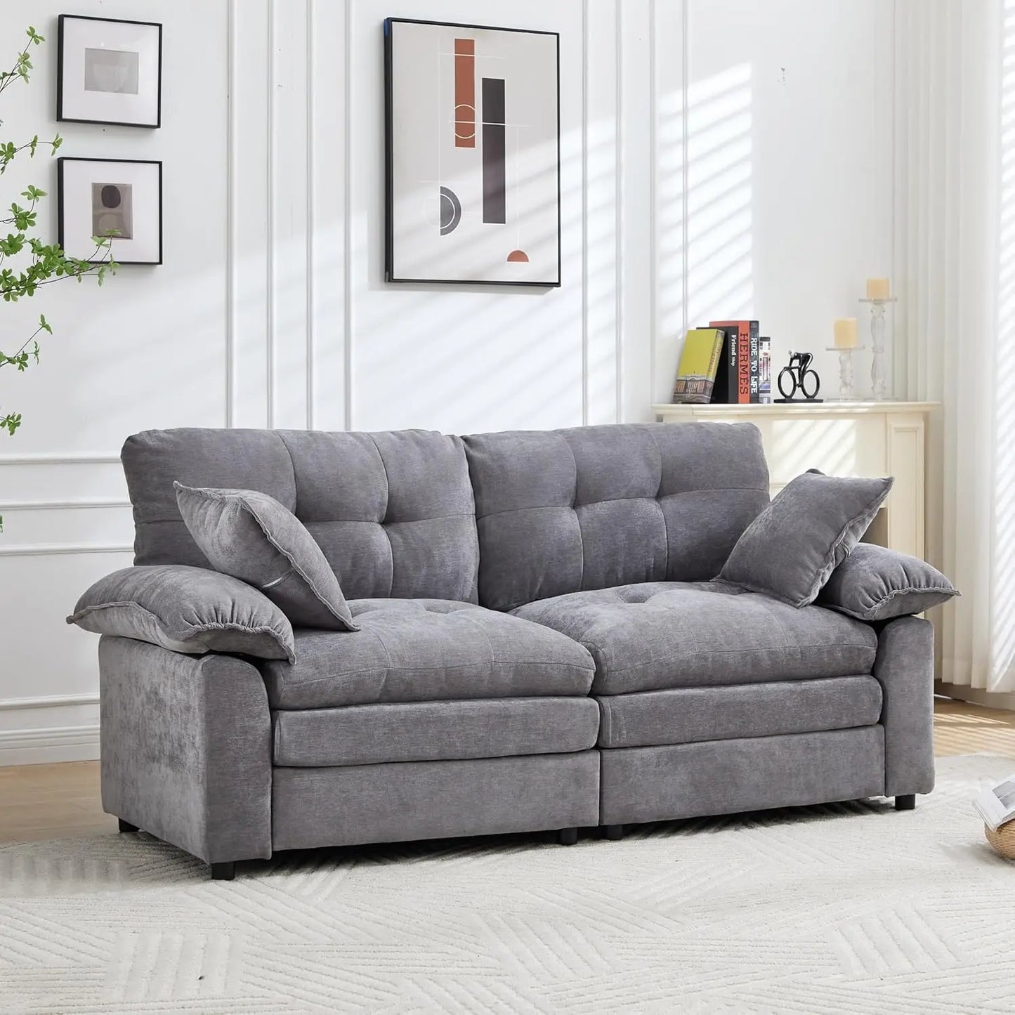 84" Modern Chenille Loveseat - Double-Layer Cloud Cushion, Deep Seat, Sturdy Frame, Easy Assembly, Multi-Room