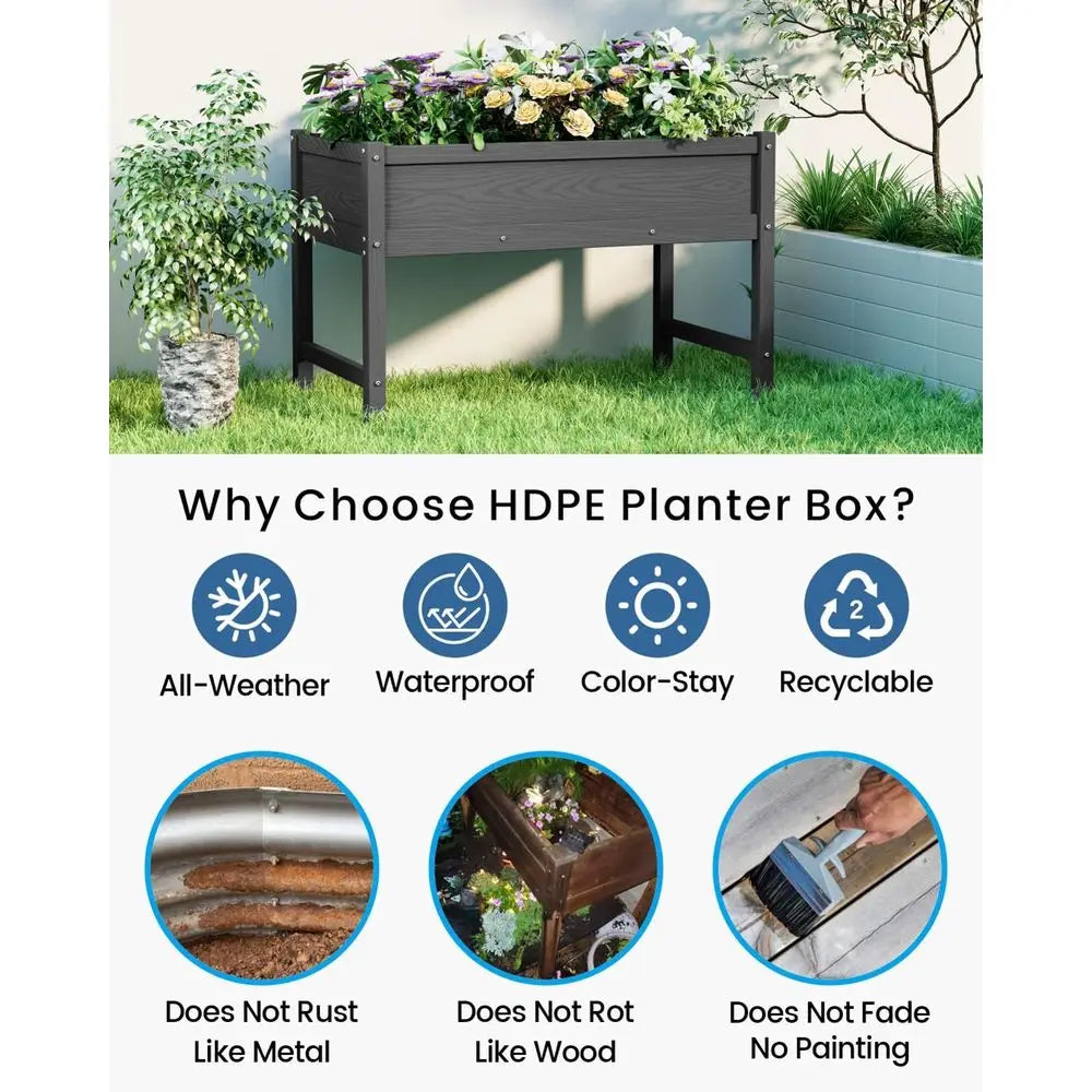 Elevated Weather Resistant HDPE Garden Bed With Legs for Planting