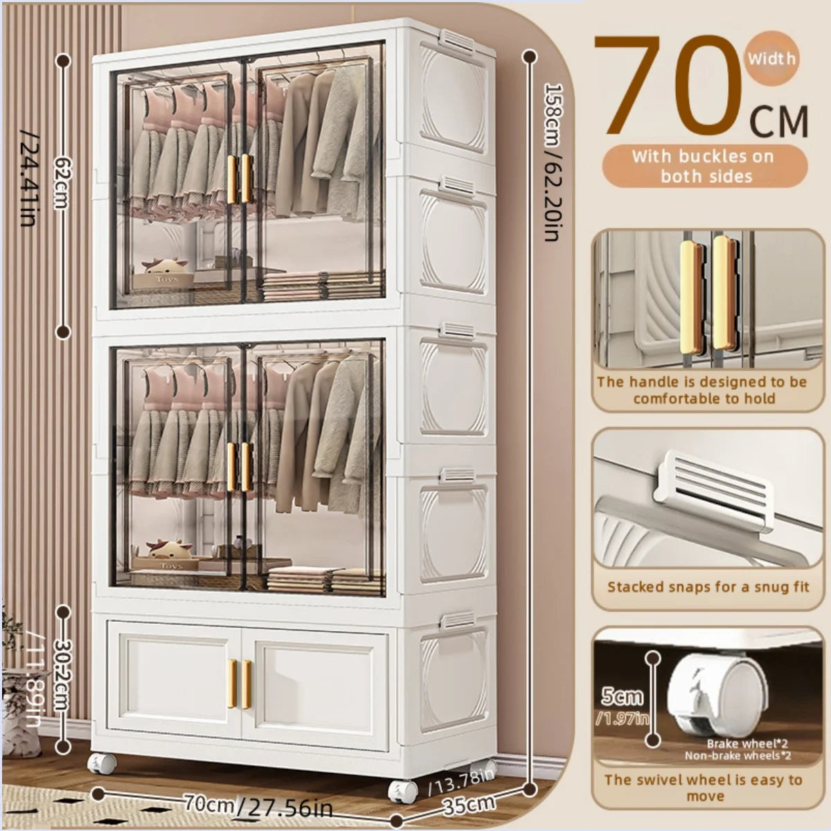 NONECN Foldable Plastic Storage Box For Bedroom Closet