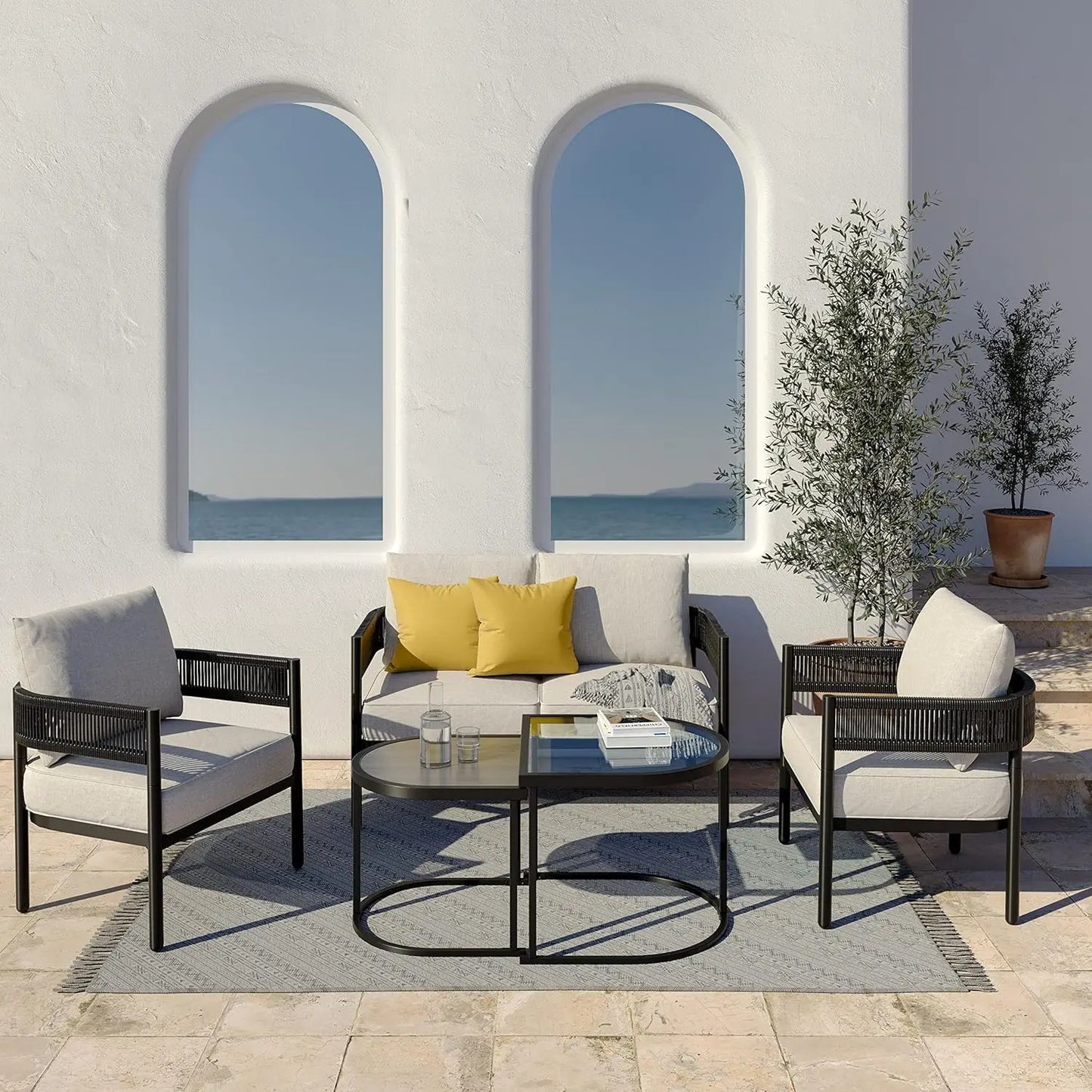 Grand Patio Outdoor Coffee Table Conversation Set With Cushions