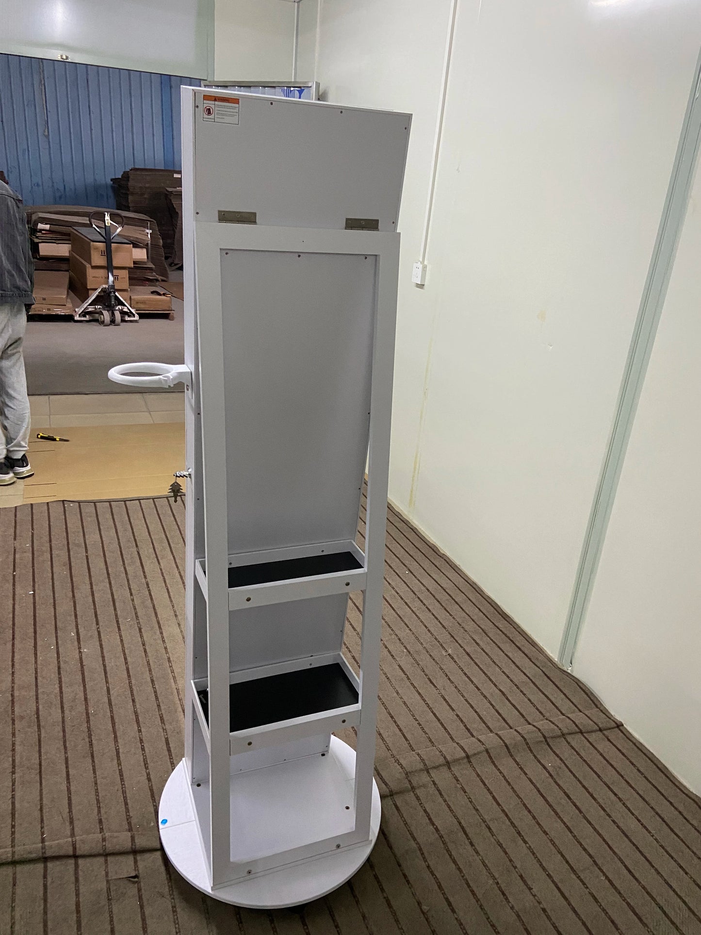 Full Length Mirror with Jewelry Storage, 360° Rotating Jewelry Armoire Organizer with Lights, Lockable Mirror Jewelry Cabinet