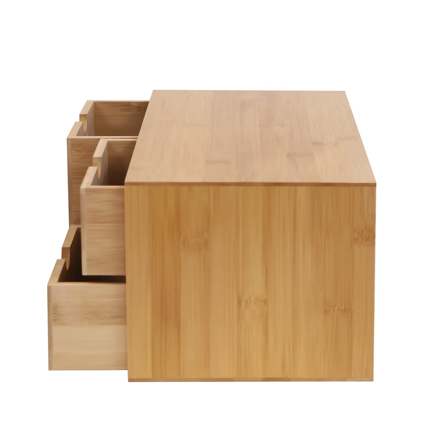 Bamboo Drawer Box, Bamboo Desk Organiser W|Drawers, Mini Chest of Drawers, Wooden Organiser for Home, Office, Kitchen, Bathroom