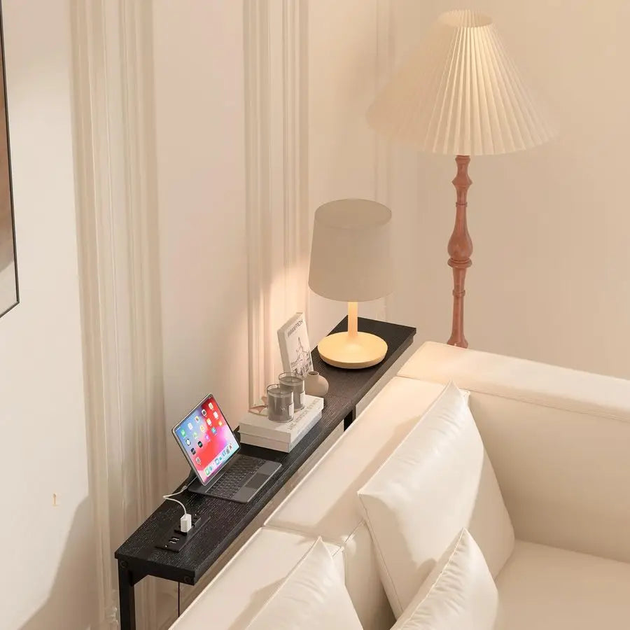 XMSJ Adjustable Height Narrow Console Table With Two Power Outlets