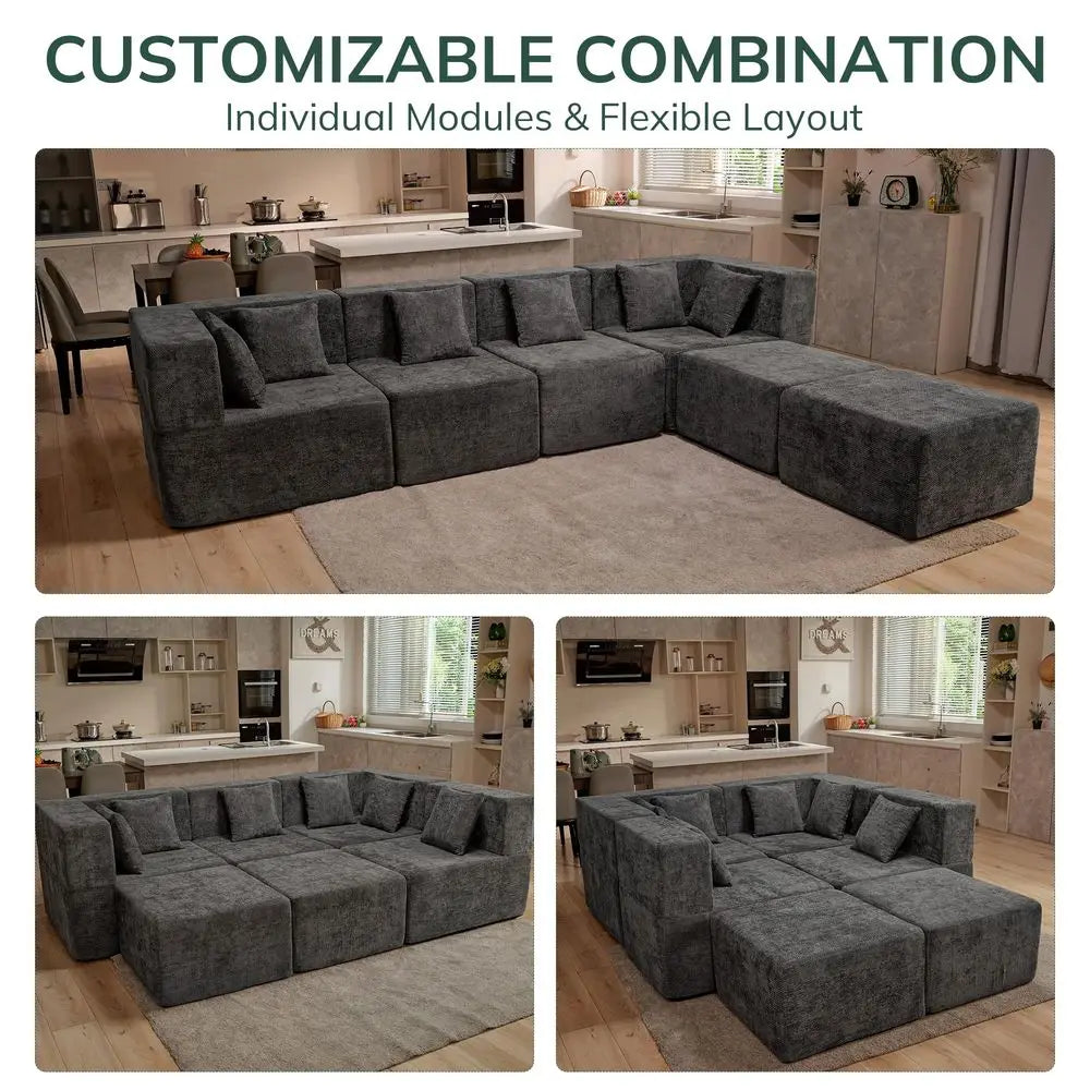 Modular Cloud Sectional Sofa Set With Ottoman For Living Room