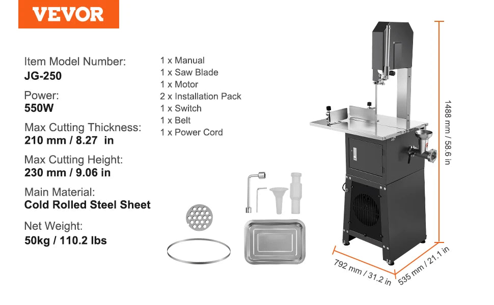 VEVOR Heavy Duty Electric Meat Bandsaw Bone Cutter