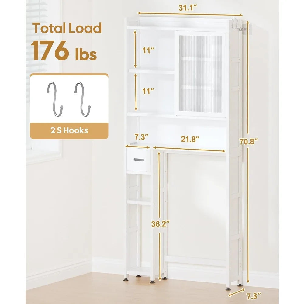 Over The Toilet Storage Cabinet With Acrylic Door Drawer