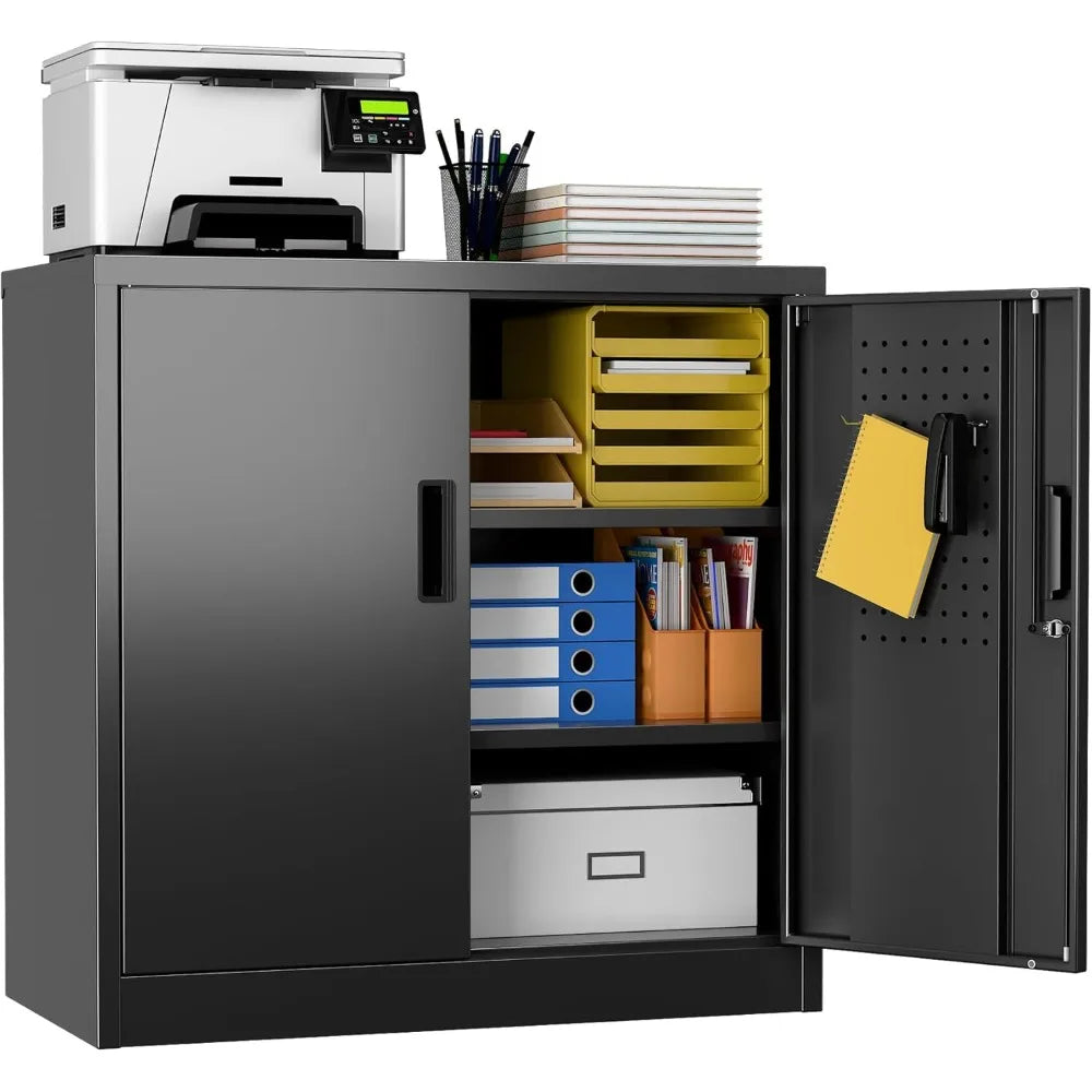 Metal Storage Cabinet Lockable Doors And Adjustable Shelves
