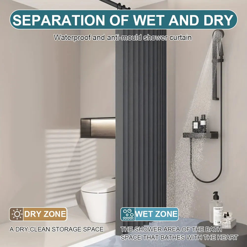 APWIKOGERCraft Foldable Magnetic Shower Curtain with Hooks