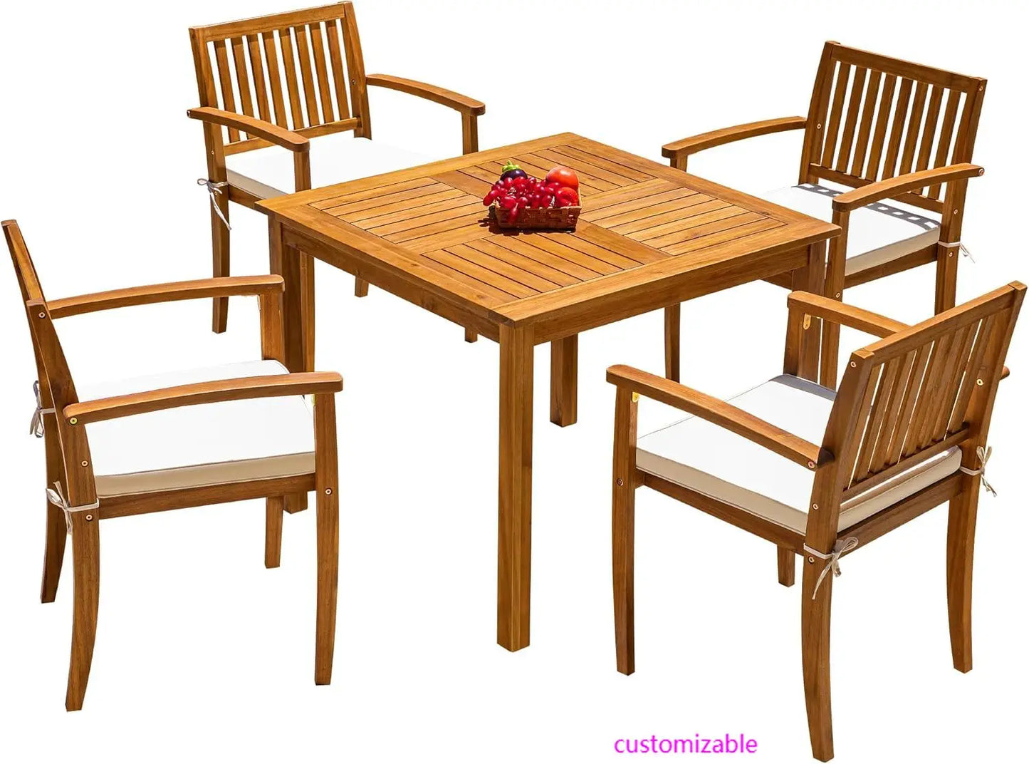 XMSJ Outdoor Dining Set Acacia Wood Table and Chairs