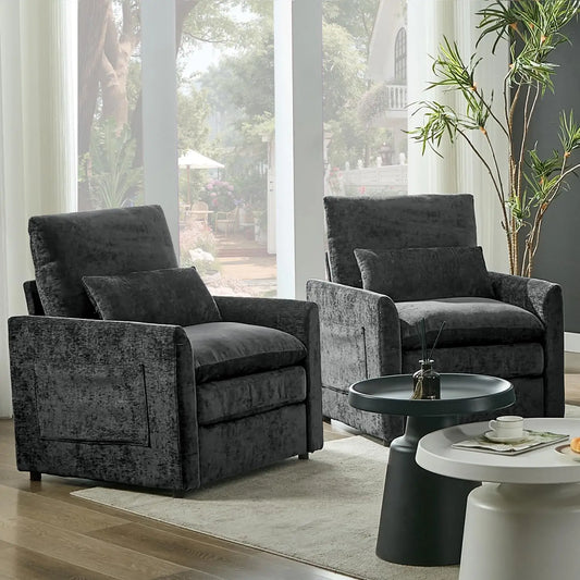 Living Room Arm Chair Set Two Modern Accent Chairs