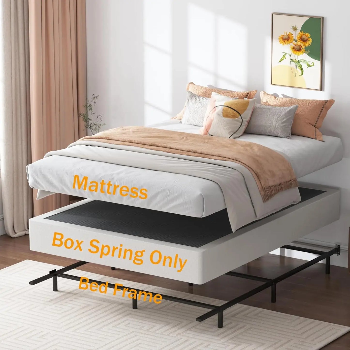 Aplus Box Spring Mattress Foundation With Metal Frame