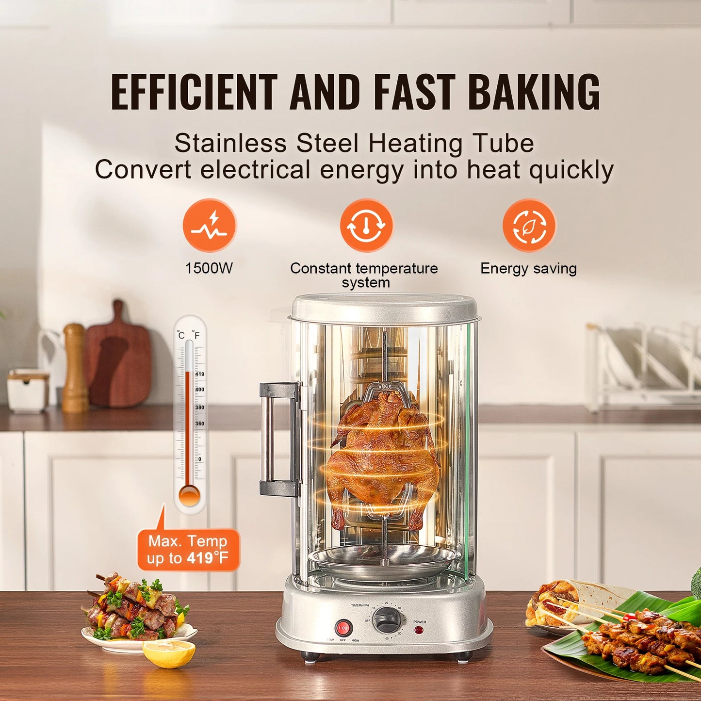Shawarma Grill Machine Vertical Gyro Rotisserie Oven Doner Kebab