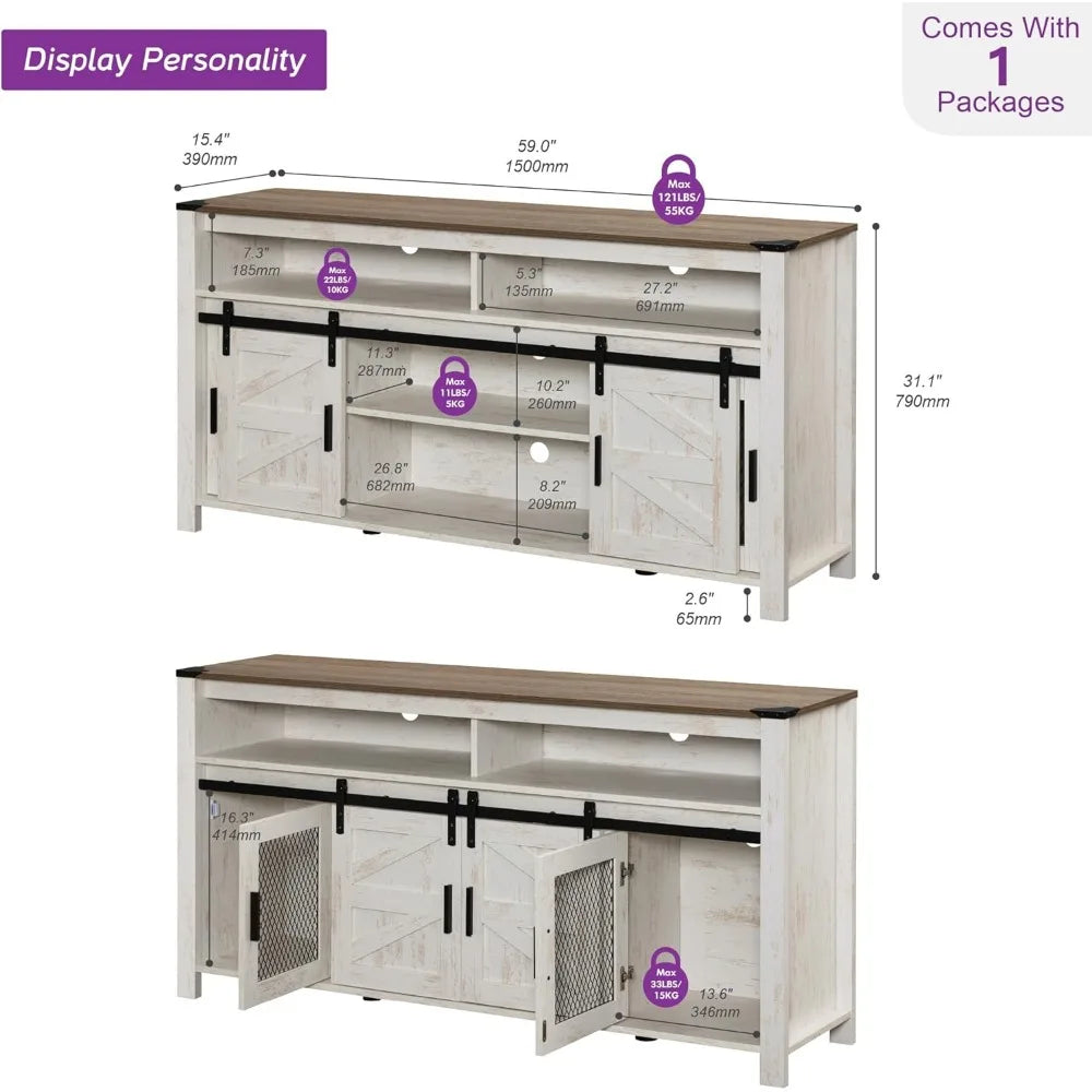 MKDK Farmhouse Buffet Cabinet Rustic Sideboard Barn Doors