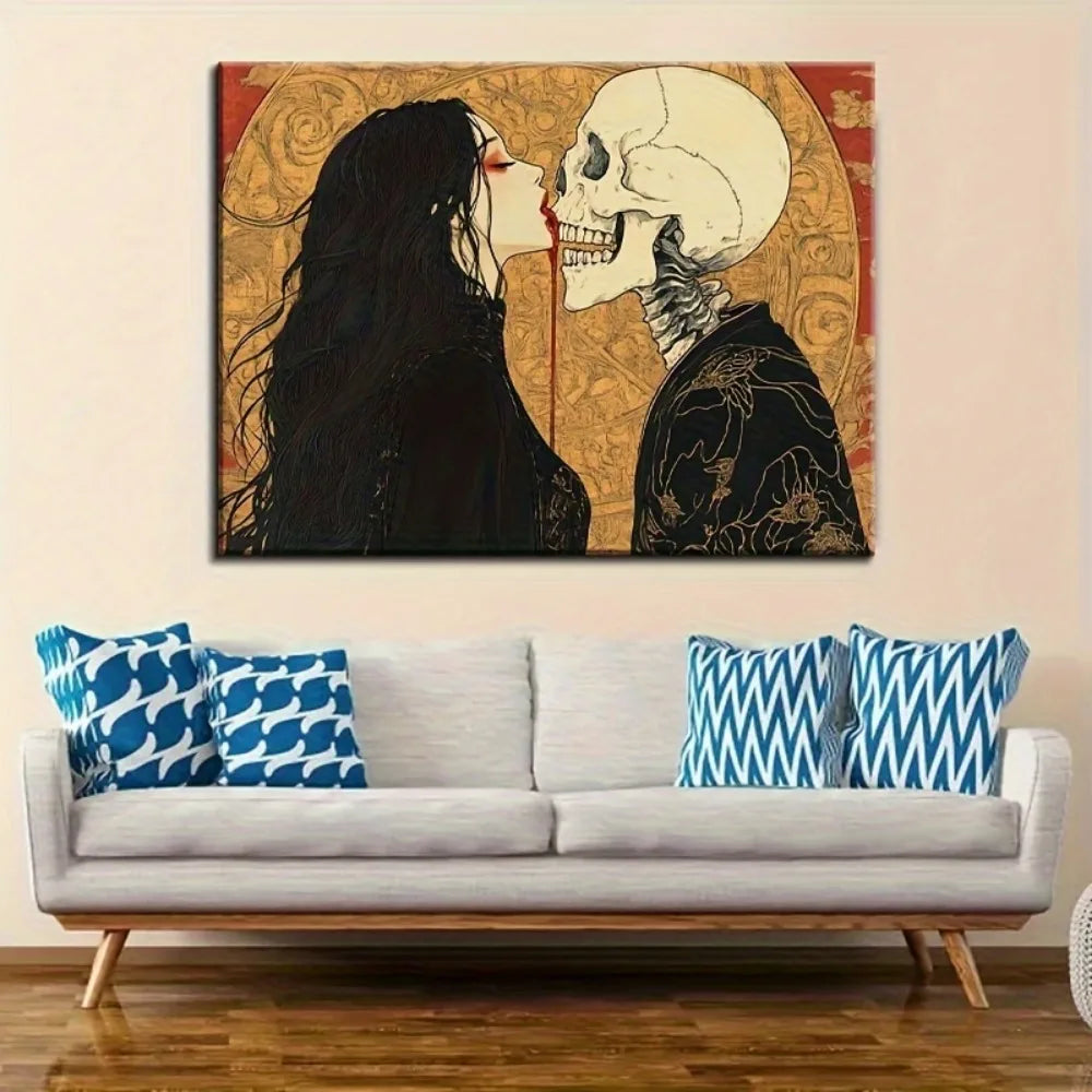 Hignconcerned Halloween Horror Skull Poster With Wood Frame