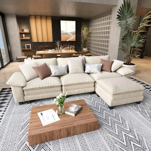 XIAOLANG L Shaped Modular Cloud Couch Upholstered Sectional