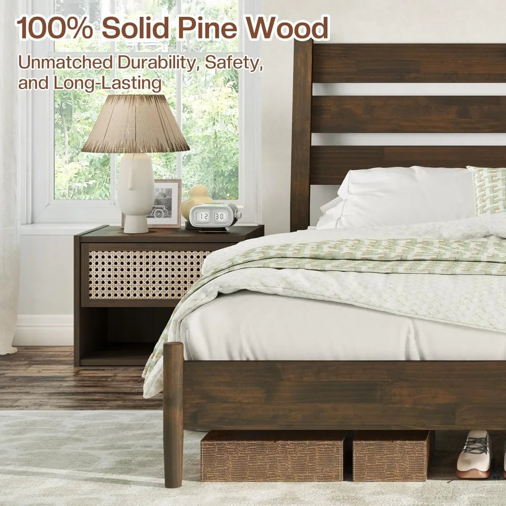 MKDK Jocisland Solid Wood Platform Bed Frame Mid Century