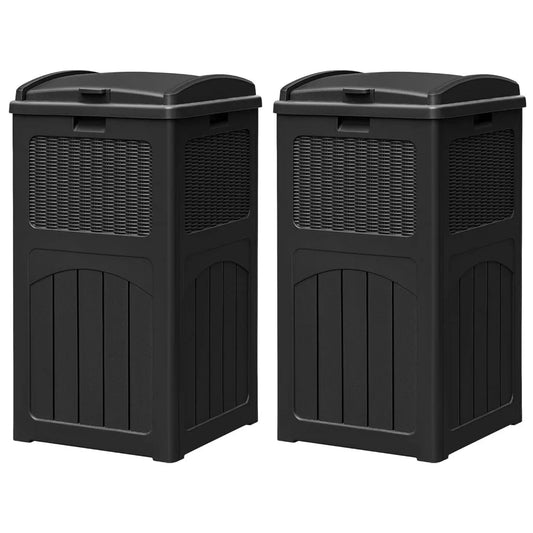 Outdoor Trash Can With Lid Waterproof Plastic Waste Bins For Garden