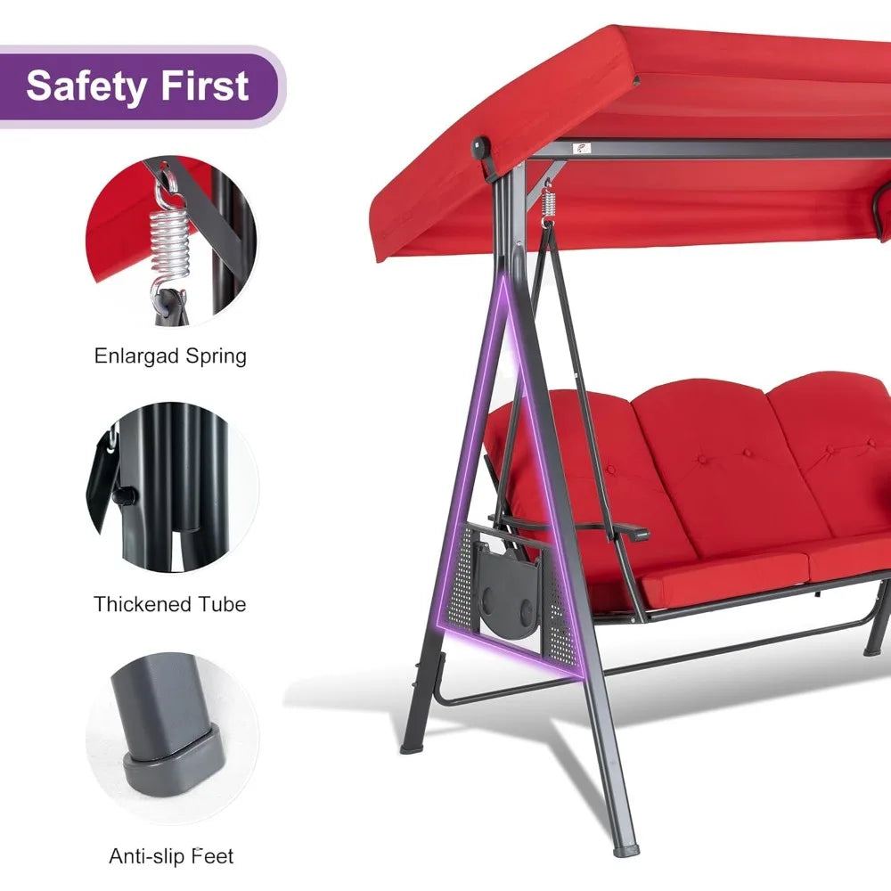 Patio Porch Swing With Stand 2 Seat Adjustable Canopy