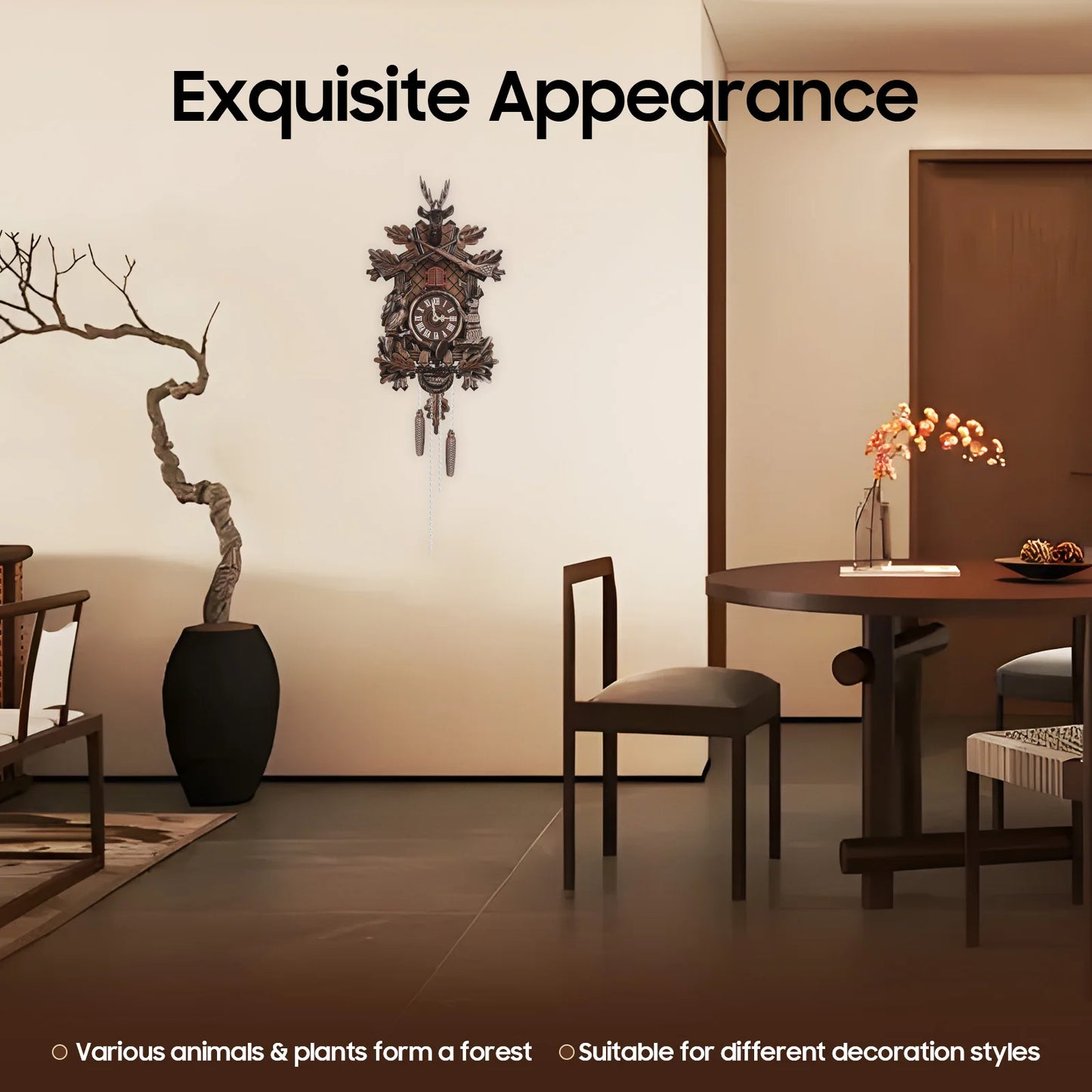 Hign-concerned Wooden Cuckoo Clock With Pendulum Chiming Quartz Movement